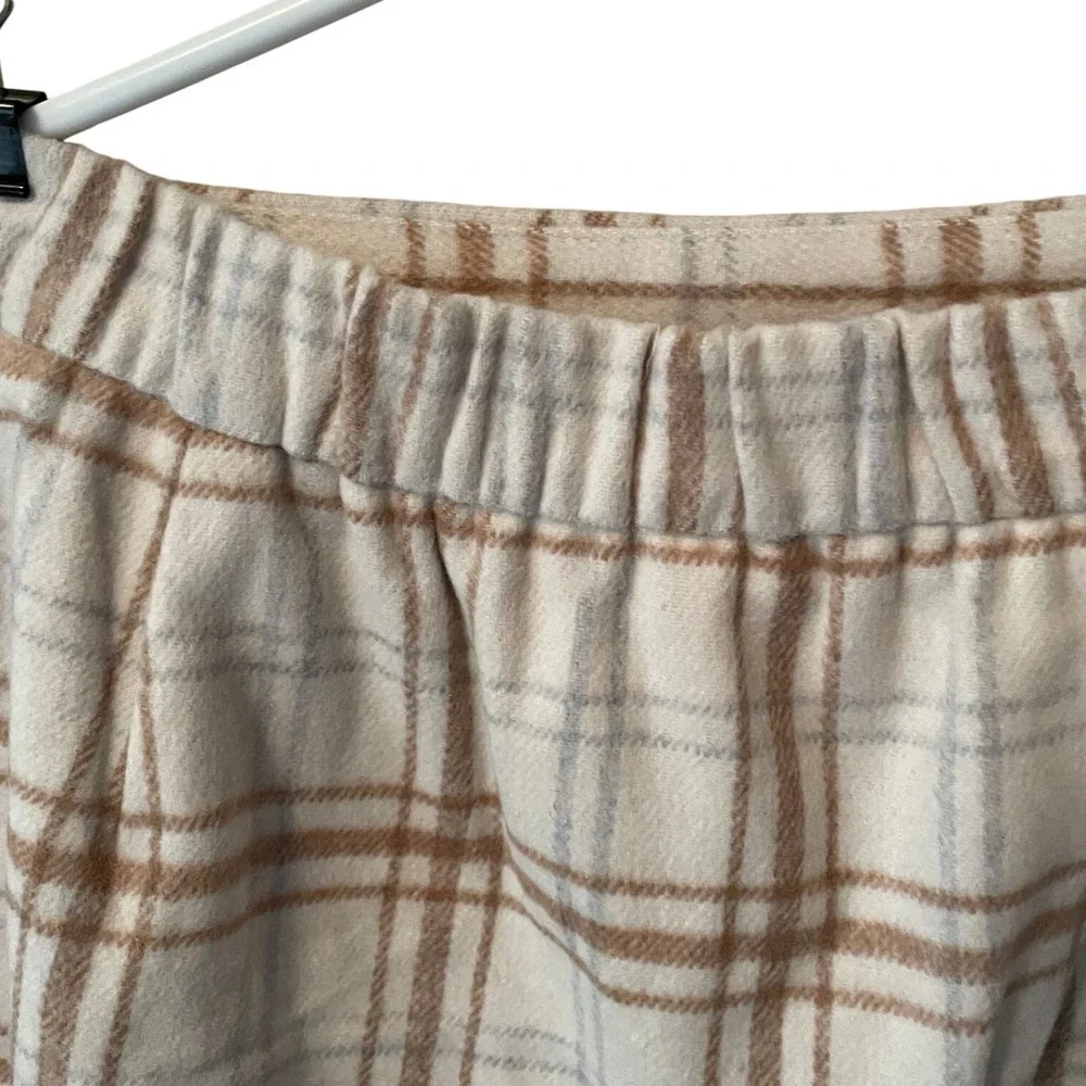 Plaid Mini Skirt Cream Tan Textured XXL Office Collegiate Vintage Look Classic - Picture 3 of 9